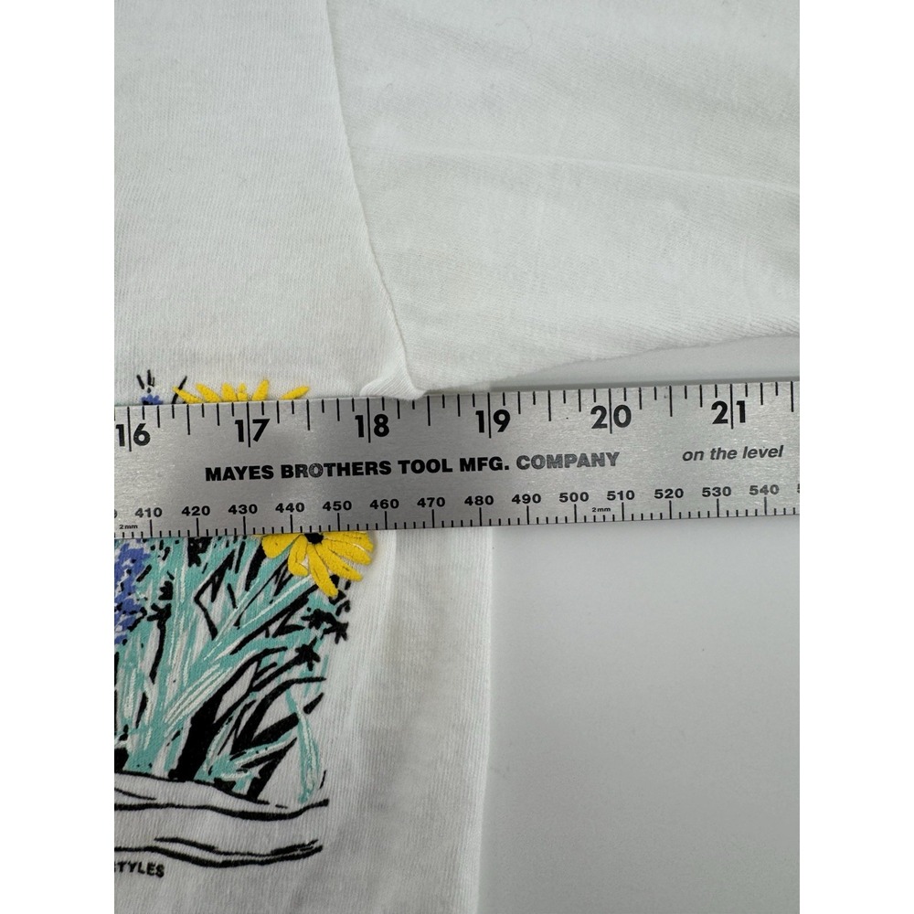 Vintage 1990 Oneita Wildflowers Graphic T-Shirt Size M Made in USA Single Stitch - Picture 10 of 11